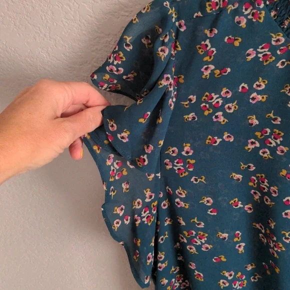 1. State Forest Green Floral Ruffle Dress - Picture 5 of 9